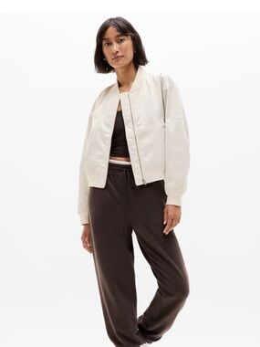 ATHLETA Cream Bone Flex Bomber Jacket Coat